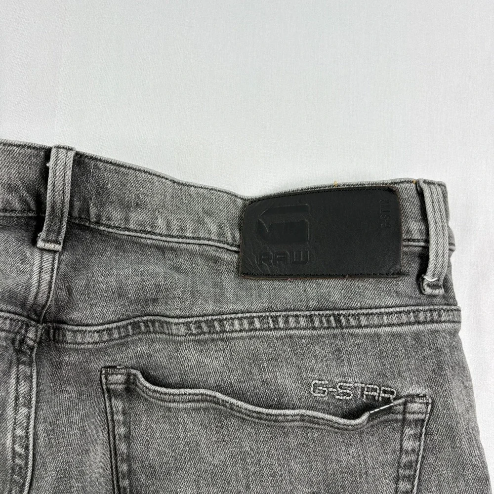 G Star Raw Jeans Mens 36x36 Gray 3301 Slim Tapered Denim Button Fly